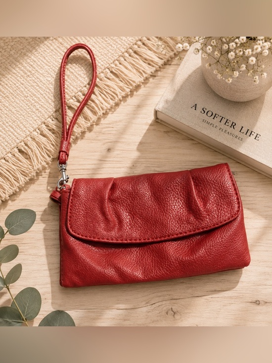 Handbags - Red Leather Wristlet Clutch - Woman Bags- #1051